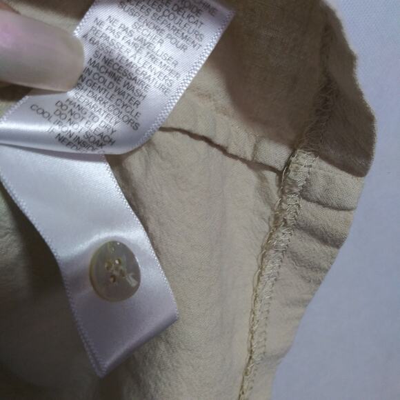 Twik Natural Neutral Babydoll Linen Casual Tan Button-Up Dress Size Small - Picture 7 of 8